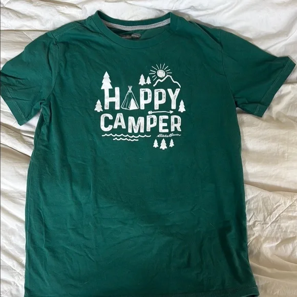 Eddie Bauer Green Graphic Boys Tee Happy Camper Design - Picture 3 of 3